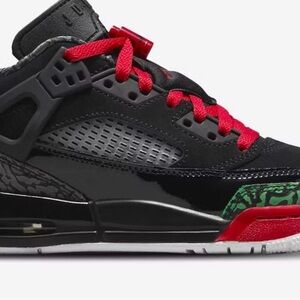 Black & Red Basketball Sneaker with Green Accent